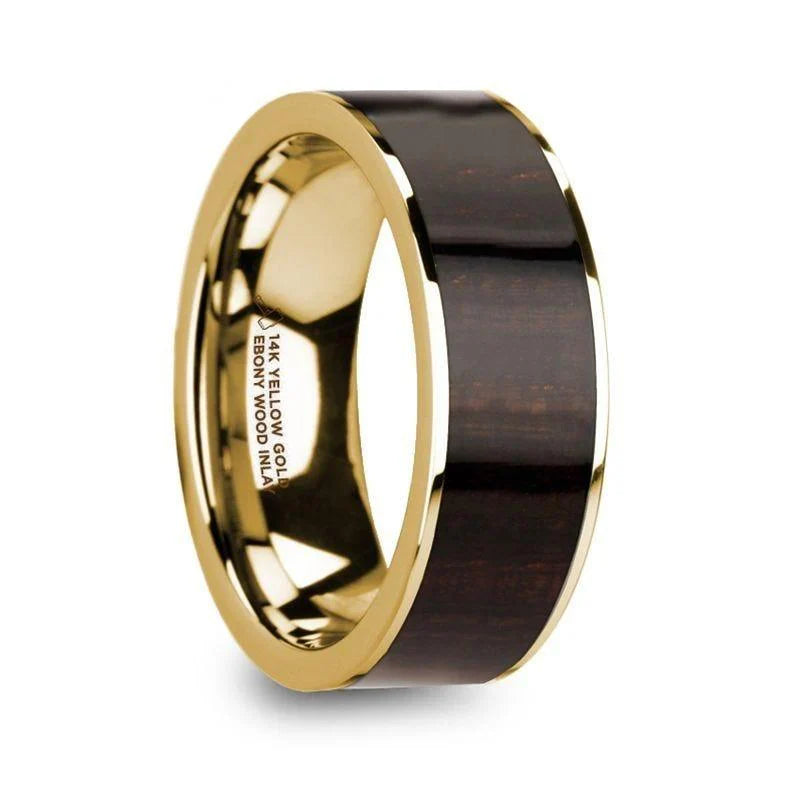 SYMEON 14k Yellow Gold W/ Ebony Wood Inlay