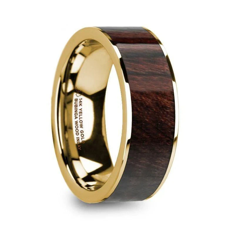 SOLON 14k Yellow Gold & Bubinga Wood Inlay