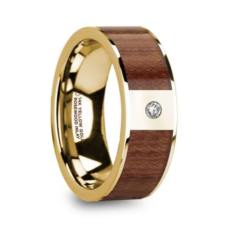 STEPHANOS 14k Yellow Gold & Rosewood Inlay