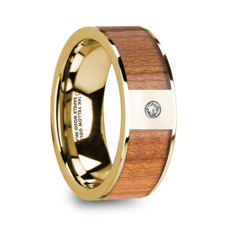 SPYROS 14k Yellow Gold W/ Sapele Wood Inlay