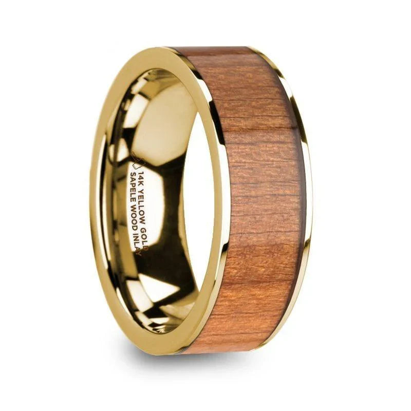 SPIRO 14k Yellow Gold W/ Sapele Wood Inlay