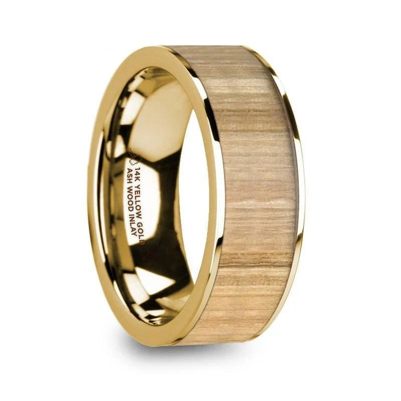 TOBIAS 14k Yellow Gold with Ash Wood Inlay