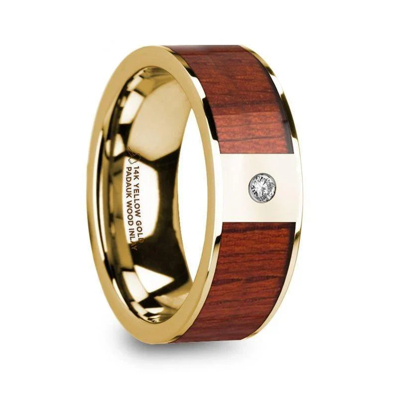 TOBIT 14k Yellow Gold with Padauk Wood Inlay