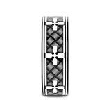 WOVEN CROSSES on Black Flat Tungsten Carbide Ring