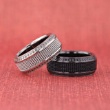 10mm KNIGHT Steel Chain Black Titanium Wedding Ring with Round Black Diamonds