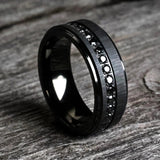 8mm Black Titanium Wedding Ring with Round Black Diamonds