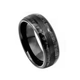 8mm - Tungsten Double Barrel Real Charcoal Wood Inlay Ring Wedding Band Dome