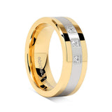 8mm - Tungsten Rings for Men Gold Silver, Diamond Wedding Bands, 3 CZ diamonds