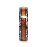 6mm - Mens Wedding Band, Black Tungsten Ring, Koa Wood Inlay, Dome Comfort Fit