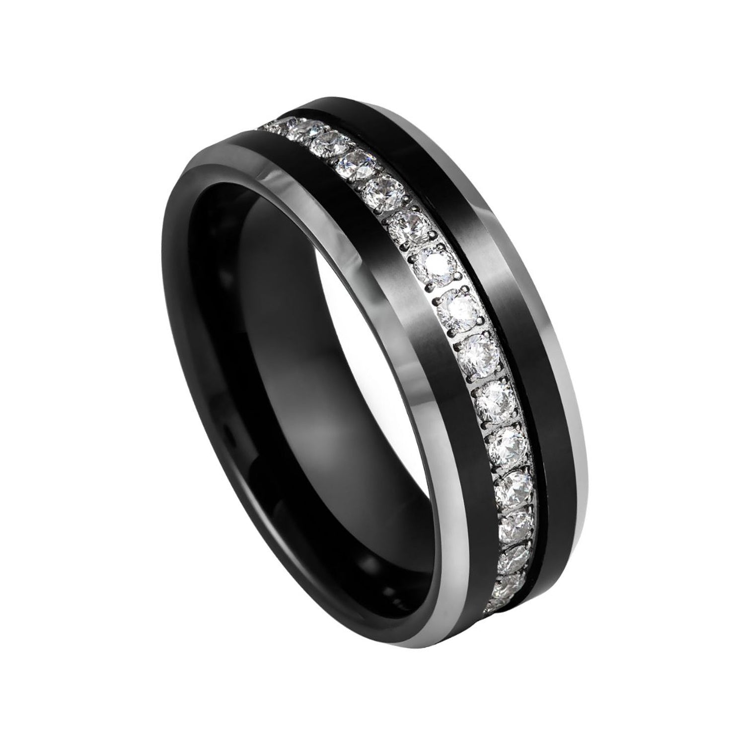 【CRAFTD London】Bevelled Ring 8mm Tungsten☆マリッジリング Black Men's Bevelled Wedding Ring 8mm | Tungsten | CRAFTD