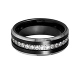 8MM - TUNGSTEN WEDDING BAND Polished Edges CUBIC ZIRCON BEVELED EDGE