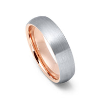 6mm Rose Gold Tungsten Ring, Wedding Band, Brushed Center Comfort fit,