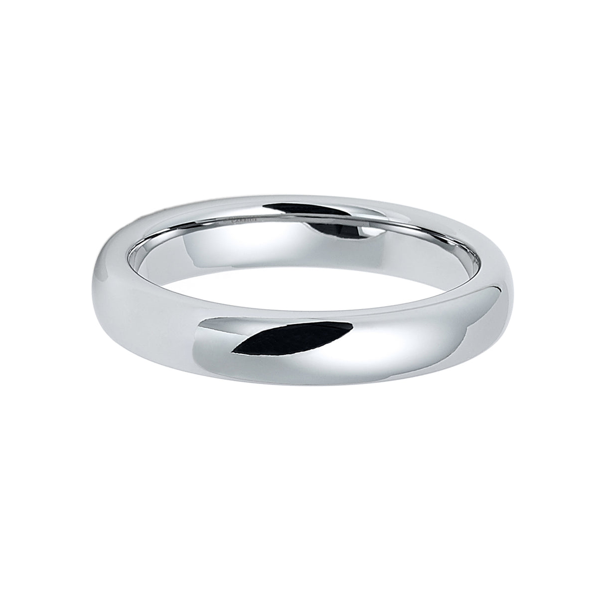 4mm - Silver Tungsten Carbide Wedding Band High Polished Dome Shape Ring