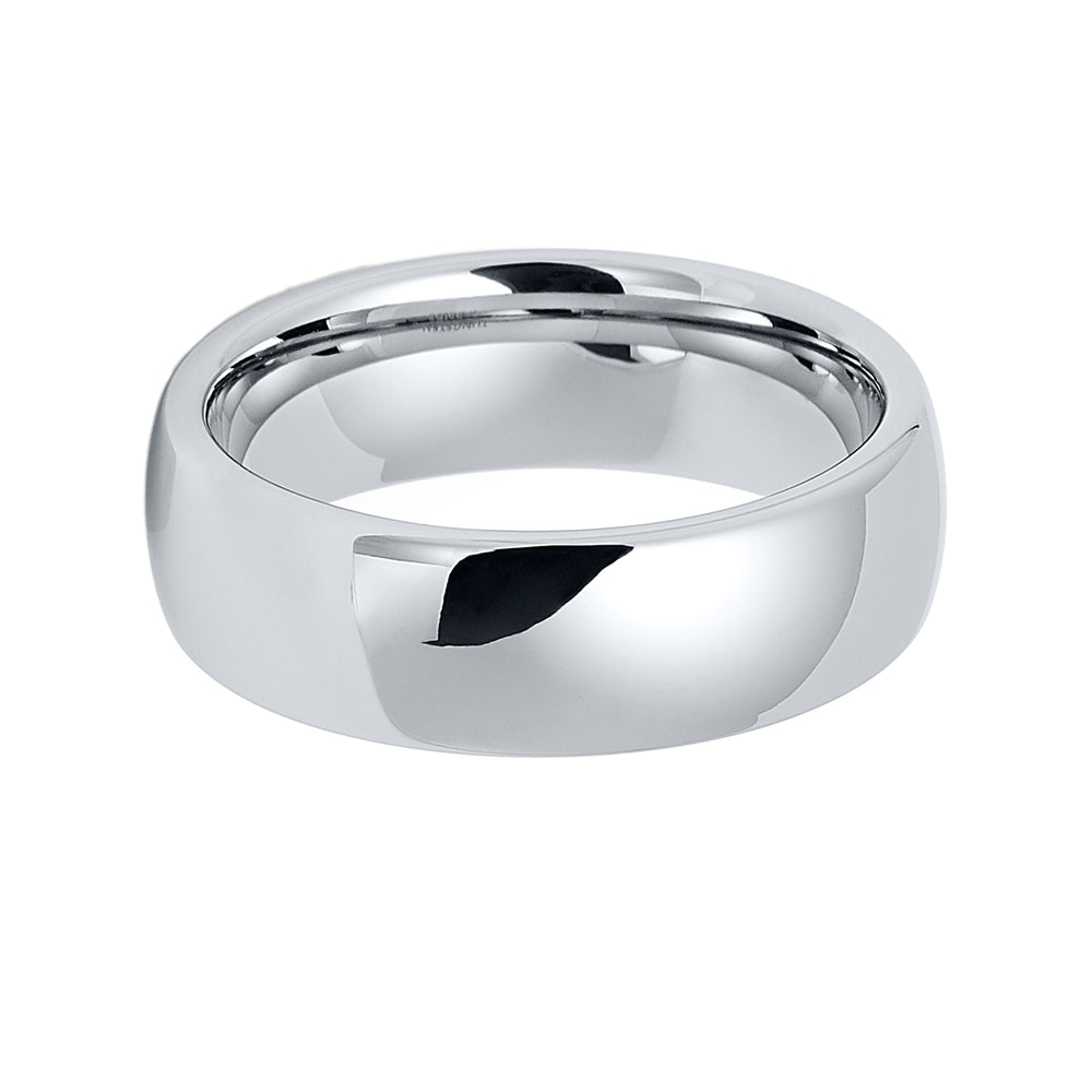 7mm - Silver Tungsten Carbide Wedding Band High Polished Dome Shape Ring