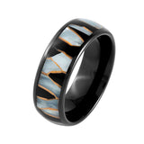 8mm Tungsten Carbide Ring W/ Capiz Shell, Black Resin & Gold Shavings