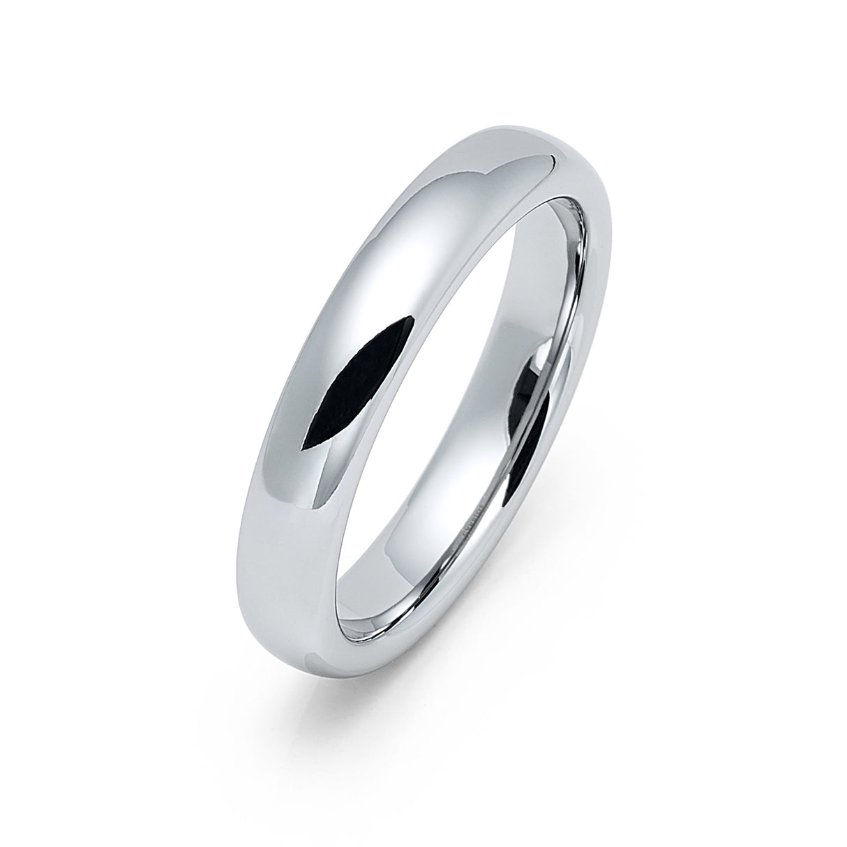 4mm - Silver Tungsten Carbide Wedding Band High Polished Dome Shape Ring