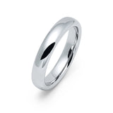 4mm - Silver Tungsten Carbide Wedding Band High Polished Dome Shape Ring
