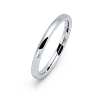 2mm - High Polish Silver Tungsten Wedding Band Dome Shape
