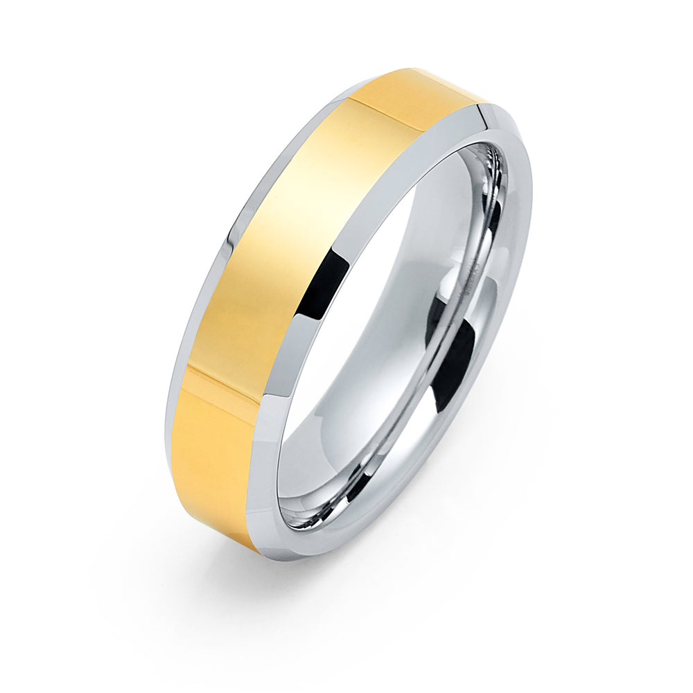 6mm - Tungsten Carbide Wedding Band Polished Yellow Gold Ring