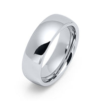 7mm - Silver Tungsten Carbide Wedding Band High Polished Dome Shape Ring