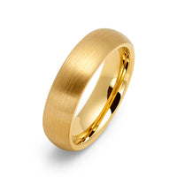 6mm - 14k Yellow Gold Tungsten Wedding band Brushed Finish, Men's and Women's