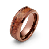 8mm - Tungsten Espresso Whiskey Barrel Wood Ring , Brown Tungsten Ring