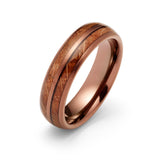 6mm - Tungsten Espresso Brown Double Barrel Wood Ring