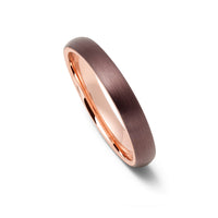 2mm - Espresso and Rose Gold Dome Ring, Tungsten Carbide Wedding Band