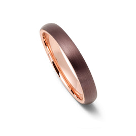 2mm - Espresso and Rose Gold Dome Ring, Tungsten Carbide Wedding Band