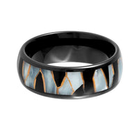8mm Tungsten Carbide Ring W/ Capiz Shell, Black Resin & Gold Shavings