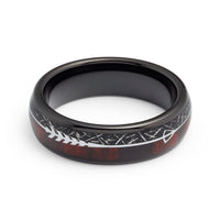 6mm Tungsten Carbide Meteorite Wedding Band, Koa Wood Ring, Arrow Ring