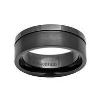 8mm Black Zirconium Wedding Ring with Off Center Groove