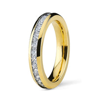 4MM 14k Gold Princess Cut Women's Eternity Titanium Ring Wedding Band with CZ