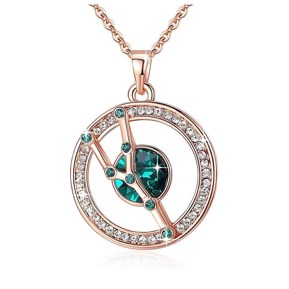 Taurus Rose Gold Zodiac Constellation Pendant Necklace Made with Premium Crystal Horoscope Jewelry