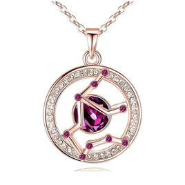 Aquarius Rose Gold Zodiac Constellation Pendant Necklace Made with Premium Crystal Horoscope Jewelry