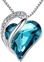 Infinity Love Heart Pendant Necklace -Zircon Blue Crystal - December Birthstone - Made with Swarovski Crystals Birthstone May