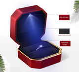 LED Light Red Ring Box Engagement Ring Case Velvet Jewelry Gift Box Case Ring Holder