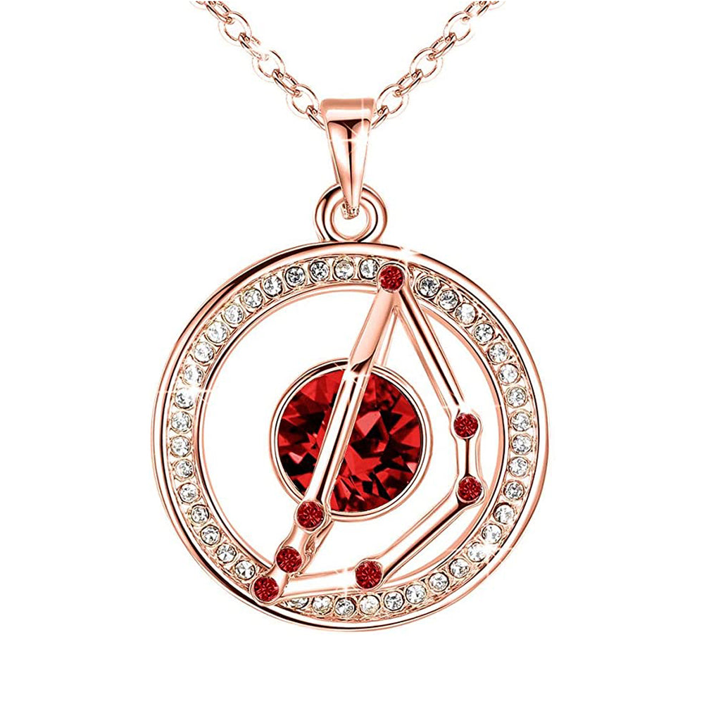 Capricorn Rose Gold Zodiac Constellation Pendant Necklace Made with Premium Crystal Horoscope Jewelry