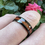 6mm Black Tungsten Carbide Wedding Ring with Koa Wood Inlay