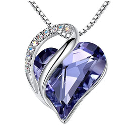 Infinity Tanzanite Purple February Birthstone Love Heart Pendant Necklace Made with Swarovski Crystals Birthstone