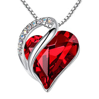 Infinity Ruby Red Love Heart Pendant Necklace January & July Birthstone Made with Swarovski Crystals Birthstone Jewelry