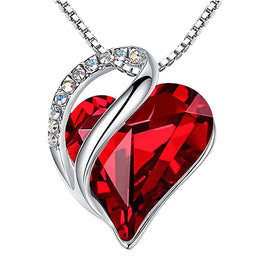 Infinity Ruby Red Love Heart Pendant Necklace January & July Birthstone Made with Swarovski Crystals Birthstone Jewelry