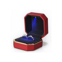 LED Light Red Ring Box Engagement Ring Case Velvet Jewelry Gift Box Case Ring Holder