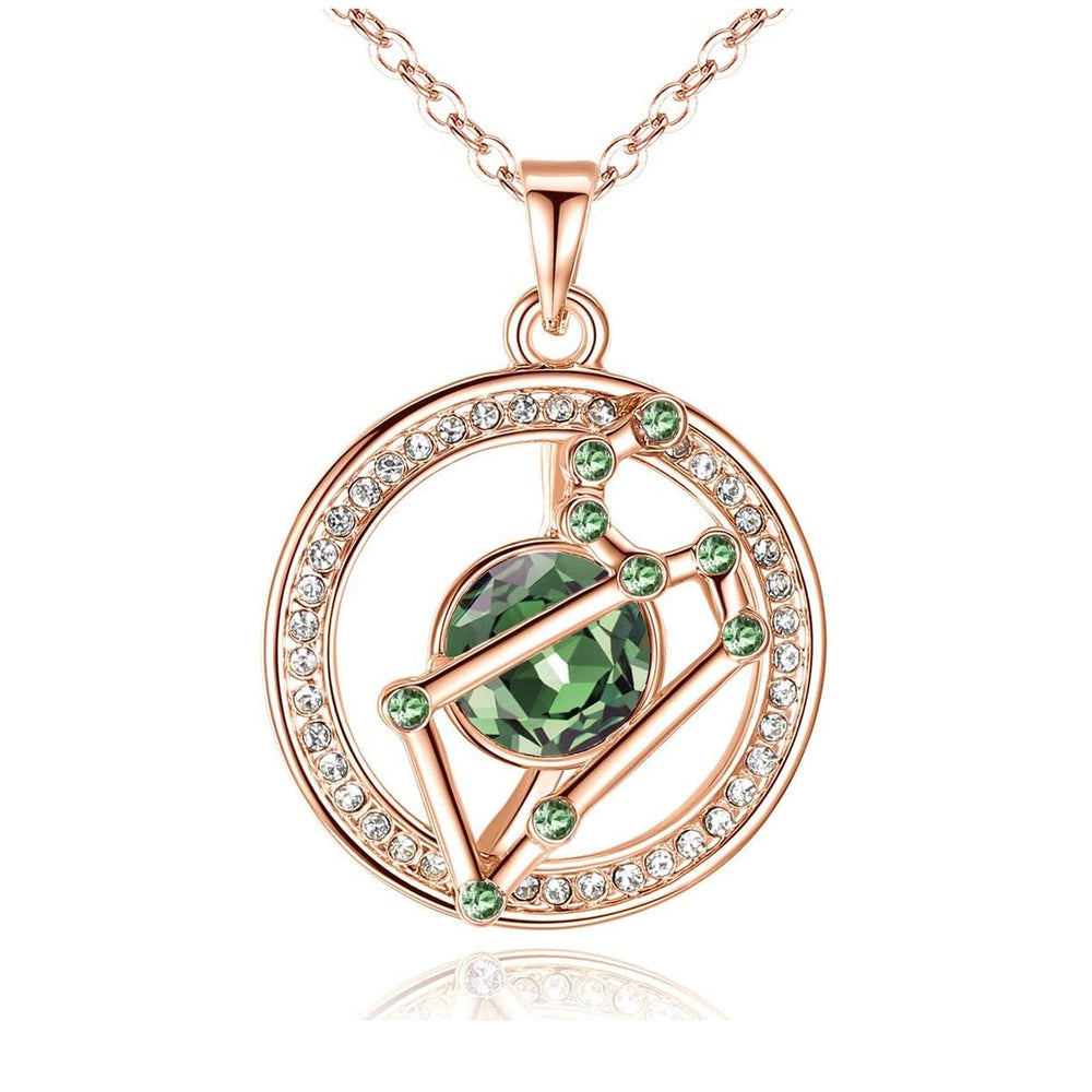 Leo Rose Gold Zodiac Constellation Pendant Necklace Made with Premium Crystal Horoscope Jewelry