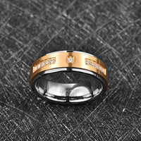Tungsten Wedding Band, CZ Diamond Ring, Silver Brushed Gold Ring, 8mm