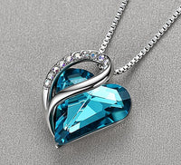 Infinity Love Heart Pendant Necklace -Zircon Blue Crystal - December Birthstone - Made with Swarovski Crystals Birthstone May