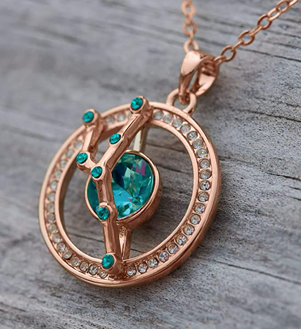 Taurus Rose Gold Zodiac Constellation Pendant Necklace Made with Premium Crystal Horoscope Jewelry