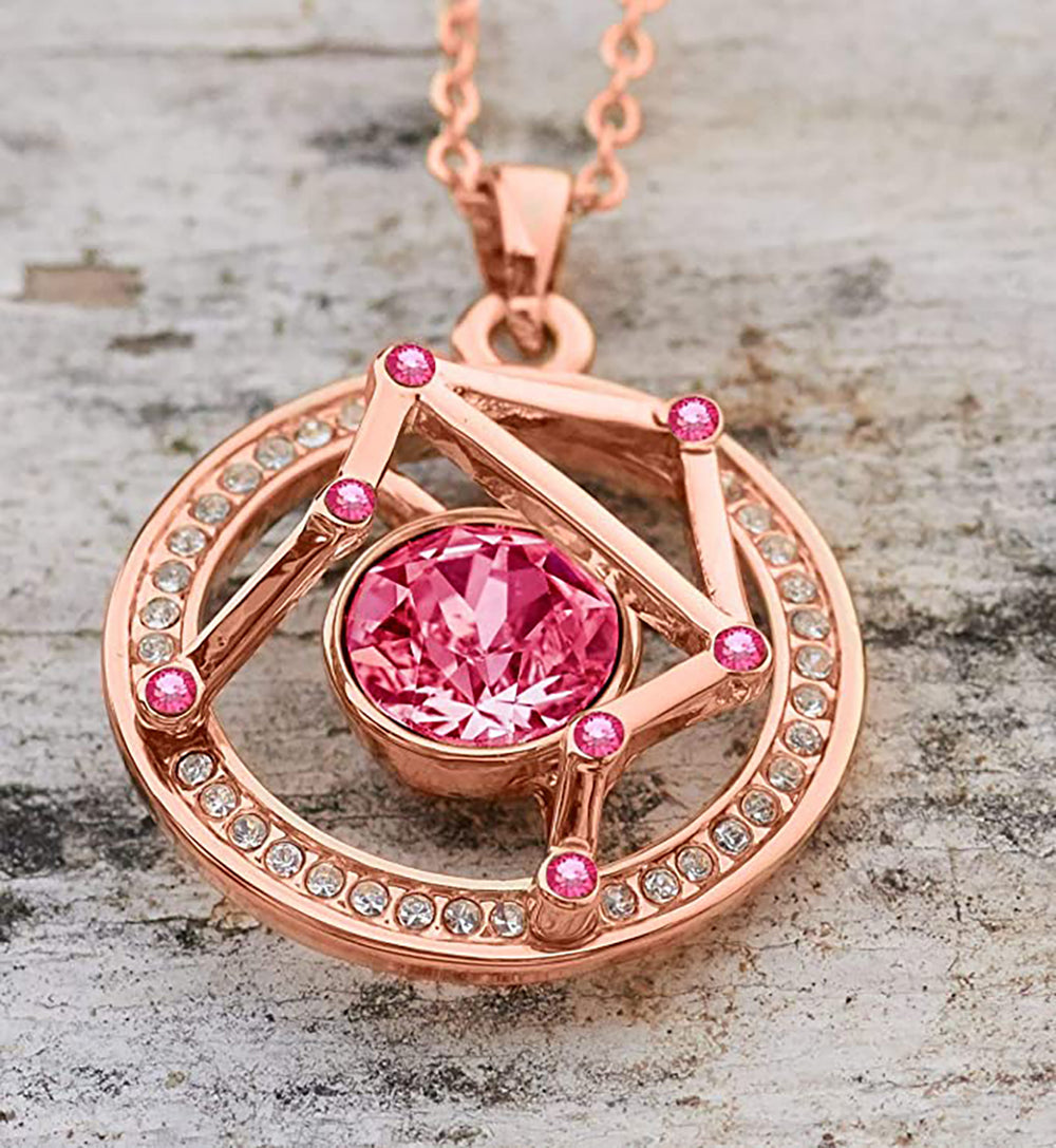 Libra Rose Gold Zodiac Constellation Pendant Necklace Made with Premium Crystal Horoscope Jewelry