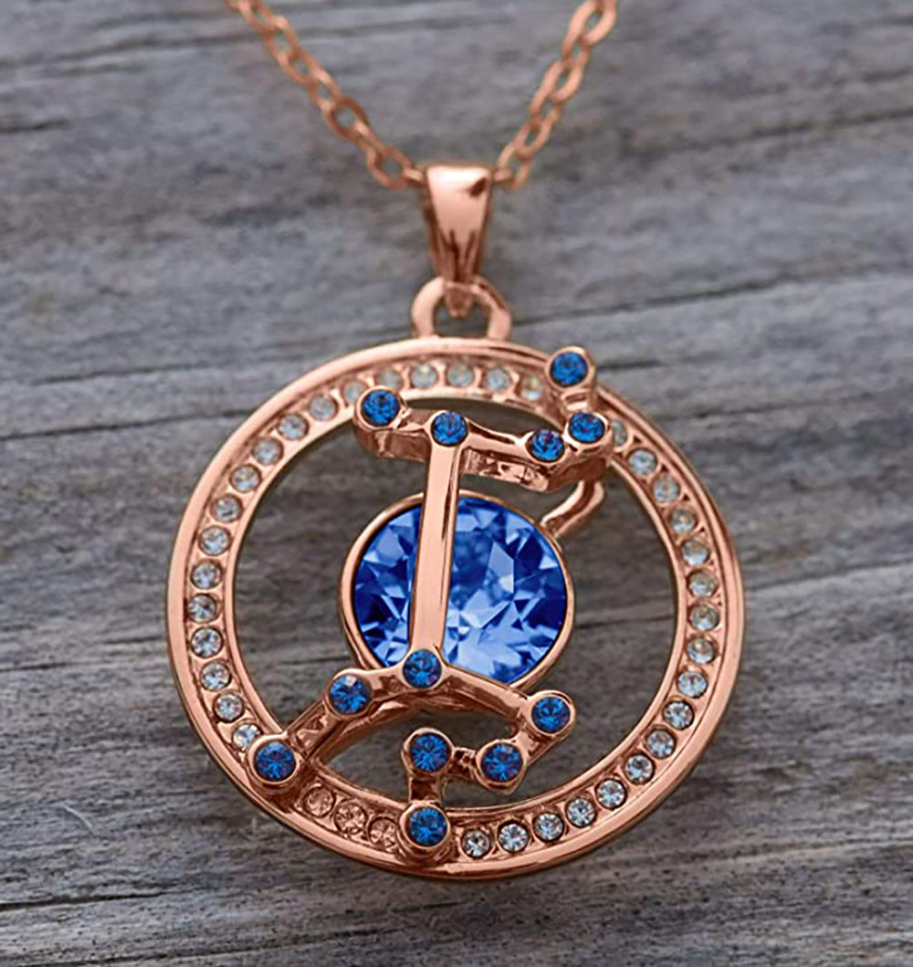 Virgo Rose Gold Zodiac Constellation Pendant Necklace Made with Premium Crystal Horoscope Jewelry