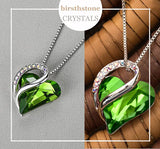 Infinity Love Heart Pendant Necklace - Emerald Green Crystal - May Birthstone - Made with Swarovski Crystals Birthstone May